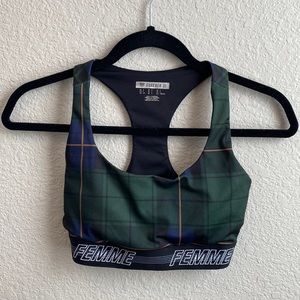 Forever 22 green Plaid Sports bra